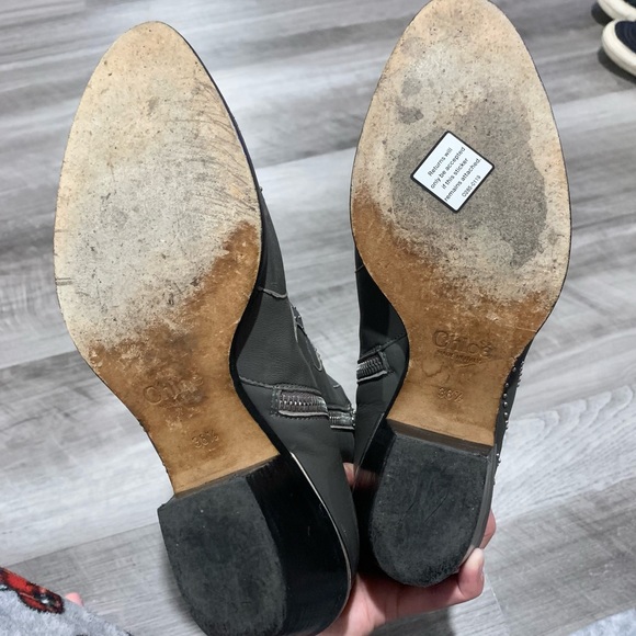 Chloé Susanna Short Boot in Grey / Silver Studs Size 38 1/2 - Picture 11 of 11